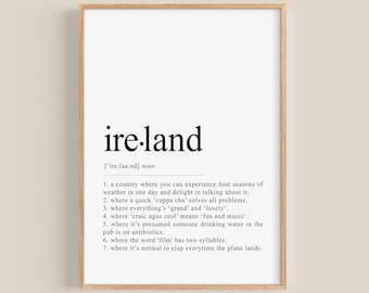 Irische Wanddekoration Irland Definition, Irland Print, Irische Geschenke, Irland Geschenk, lustige irische Wandkunst, druckbare Wandkunst