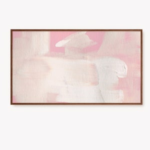 Pintura abstrata neutra moderna da arte da tevê do quadro de Samsung | Blush Pink Pinceladas Arte Contemporânea para TV | Download digital