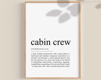 Stampa della definizione dell'equipaggio di cabina Regali dell'equipaggio di cabina, regalo dell'assistente di aereoArte della parete stampabile Arte dell'aereo Download DIGITALE istantaneo