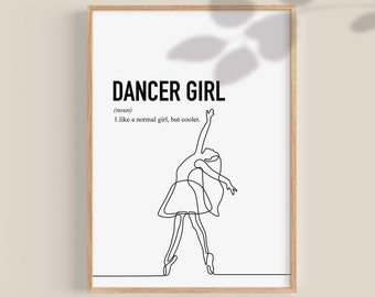 Ballet Dancer Girl Line Art Print, Teen Room Decor (Digital Download)