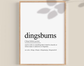 Dingsbums Print, Dingsbums Poster, Dingbums Definition, Funny German gifts, German print, Deutsch Printable wall art, DIGITAL DOWNLOAD