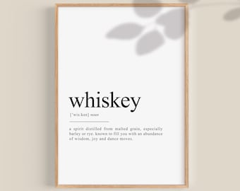 Whiskey gifts, Whiskey Gift, Father's day Whiskey lover gift, Whiskey Definition Bar decor, Whiskey Art, Home bar sign, digital download