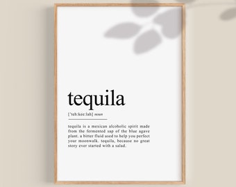 Tequila Definition Bar décor, Tequila Gift, Tequila lover gift, Tequila Wall Art, Tequila Art prints, Funny alcohol bar sign, imprimible