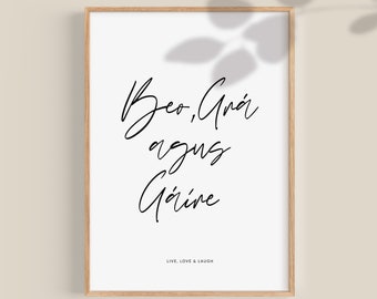 Impresión en idioma irlandés / Beo Grá agus Gáire Wall Art (Descarga digital)