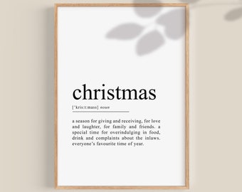 Christmas Print Digital Download | Christmas Definition, Xmas Printable wall Art, Miminal Seasonal Artwork, Simple Holiday Decor