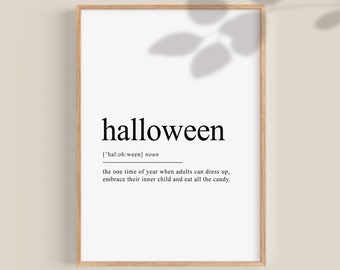 Halloween Definition Wall Art, Dictionary Art Print Halloween Decor, Halloween Wall Art, Halloween Sign, Fall Printable Art DOWNLOAD