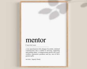 Mentor Gift, Mentor Definition Print, Gift for Mentor, Teacher Appreciation, mentor thank you gift, mentor appreciation