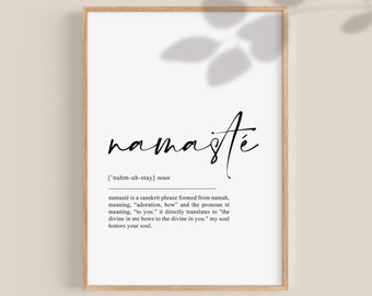 Namasté Print, Namasté Poster, Namaste Art Prints, Yoga Studio Wall Art, Yoga Gift, Meditate Print, Meditation gift, printable