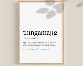 Impresión de la definición de Thingamajig / Póster irlandés divertido (descarga digital)