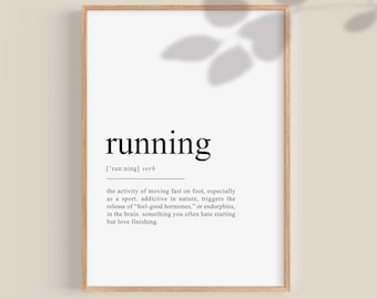 Running Definition, Runner Gift, Marathon Runner gifts, Running poster, Athletics Art, Gift for Athletes, Running Lovers gift, Printable