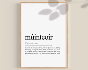 Múinteoir Definitie Print, Irish Print, Irish Gift, Teacher Gift, Gift voor leraar, Gaeilge, Dank u leraar afdrukbaar