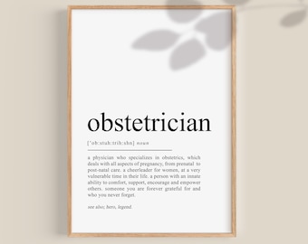 Obstetrician Gift, Obstetrician Definition Print, Junior Doctor Gifts, Graduation Gift, Medical Student Digital Download, Printables