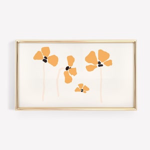 Samsung Frame TV Art | Abstract Yellow Neutral Wild Flower Art | Downloadable Digital TV Art