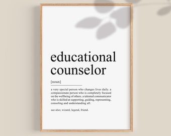 Educational Counselor Definition Print, Education Counsellor Gift, gift for School Counselor, Guidance Counsellor gift, printable