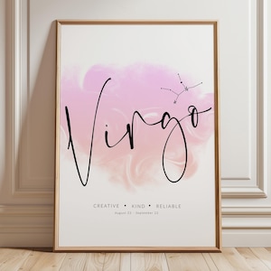 Zodiac Virgo Poster. Virgo Horoscope Gift Virgo Star Sign art Astrology Gifts for September Birthday Gift Cute Astrology gifts DOWNLOAD