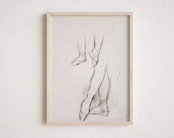 Ballerina on Pointe Print, Vintage Ballerina Sketch, Ballet Dancer Wall Art, Minimal Teen girl Room Decor, Antique DIGITAL Poster, Printable