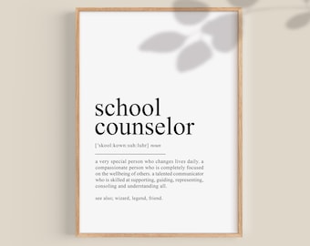 School Counselor Definition Print, School Counsellor Gift, gift for School Psychologist, Guidance Counsellor gift, printable