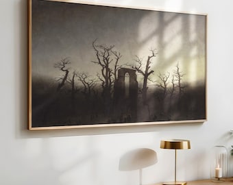 Samsung Frame TV Art Halloween Art, Spooky Season Decor, Dark Academia TV Art, Vintage Gothic Cemetary Painting (Digital Download)
