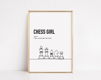 Chess Gifts Chess Girl Definition Print, Hobby Wall Art, Minimalist Dorm Decor (Digital Download)