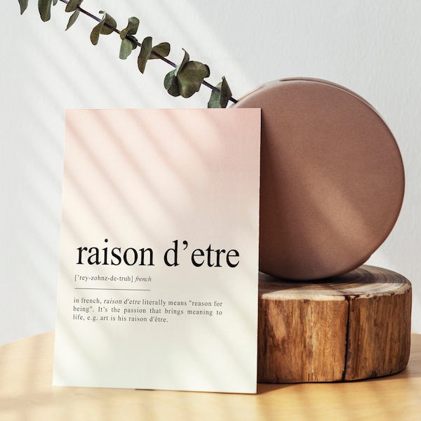 Raison D'être Definition Print Etsy UK