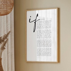 Rudyard Kipling poem, If rudyard kipling poetry, if by rudyard kipling print, quotes, if poem, poetry gift, office decor, teacher gift