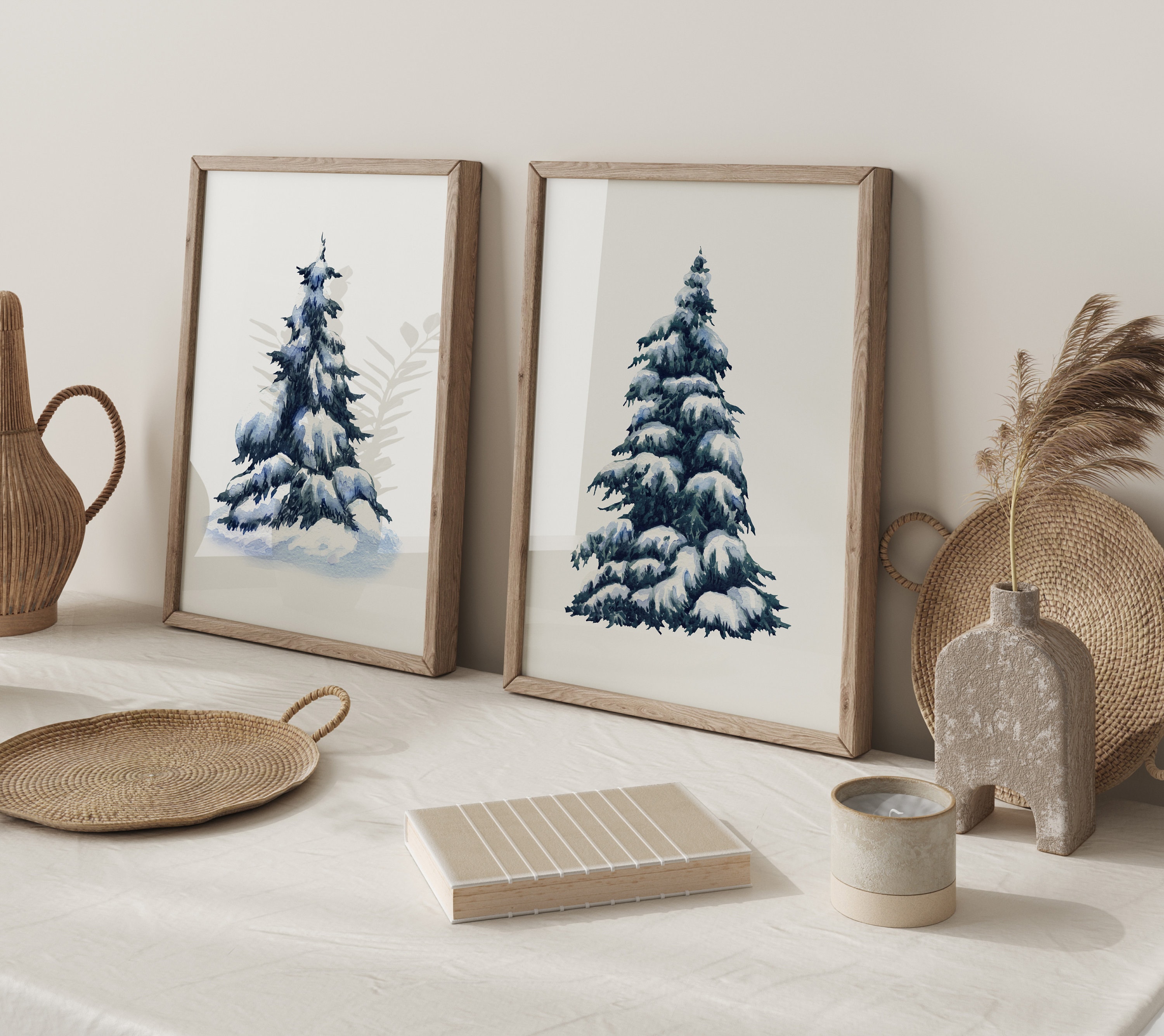 Christmas Set of 3 Prints Printable Wall Art Blue Christmas Snow ...