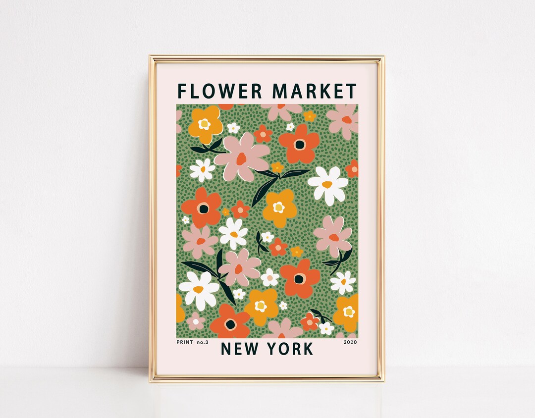 Flower Market Poster New York Flower Market Print New York Etsy