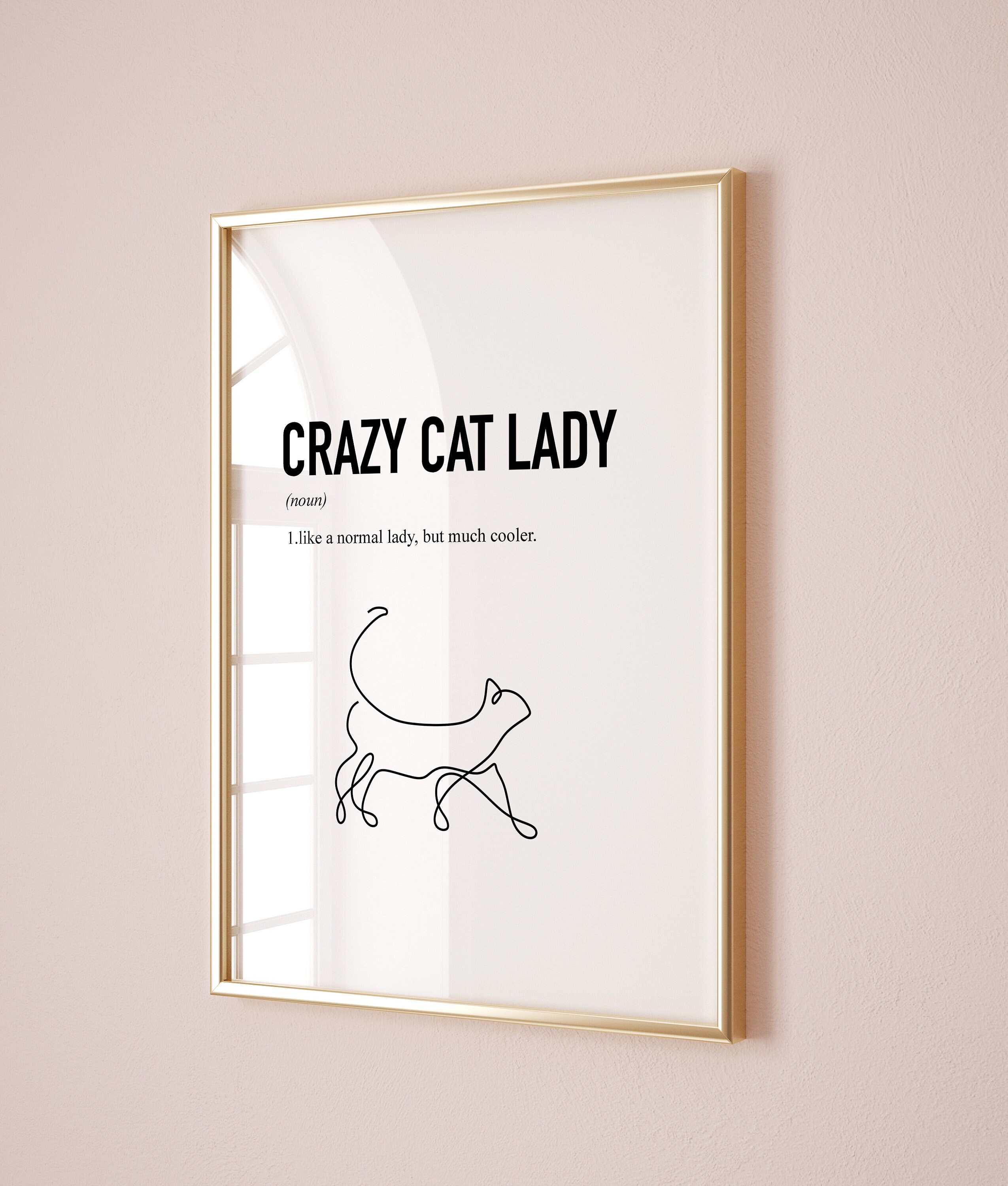 Cat Mother's Day Gifts Crazy Cat Lady Definition Print, Cat Gifts