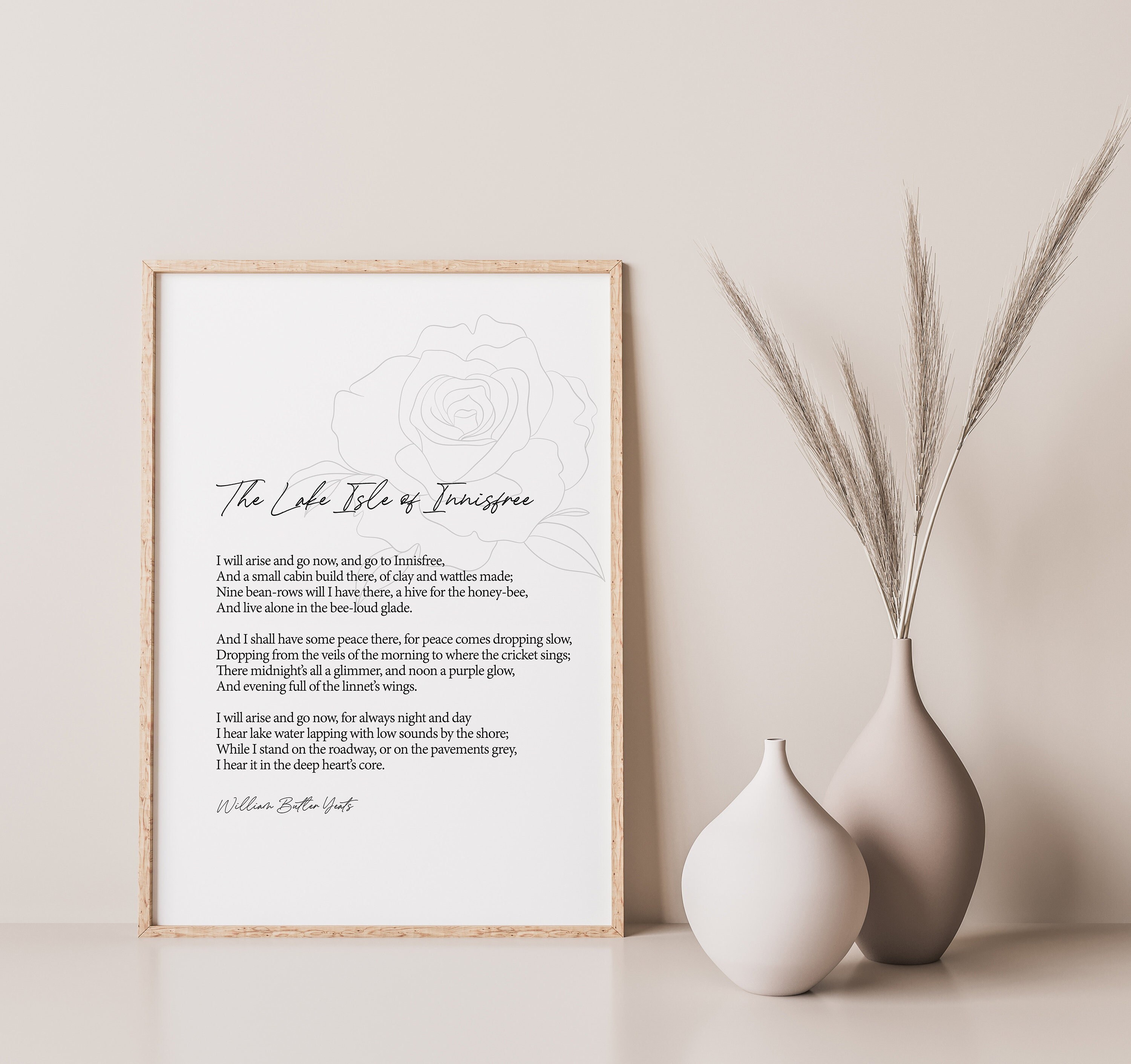 William Butler Yeats Poem Lake Isle Of Innisfree W B Yeats Etsy