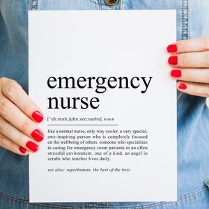 Emergency Nurse definition print, ER nurse gift, Emergency Room Nurse poster, Nurse to be Graduation Gift | Printable Art, DIGITAL image 2