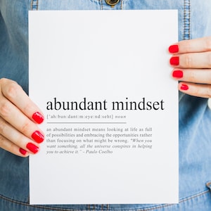 Abbondante Mindset Definition Print, Mindset Wall Art, Mindset Quotes, Mindset gift, Office Art, Office Decor, affirmation poster