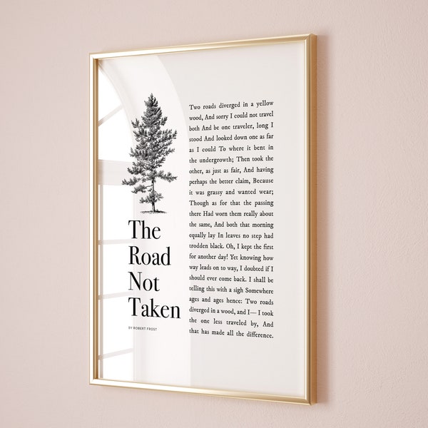 The Road Not Taken Robert Frost Poem, The Road Not Taken Print, Poetry Wall Art Literary Gift Literature Home Decor Printable wall art