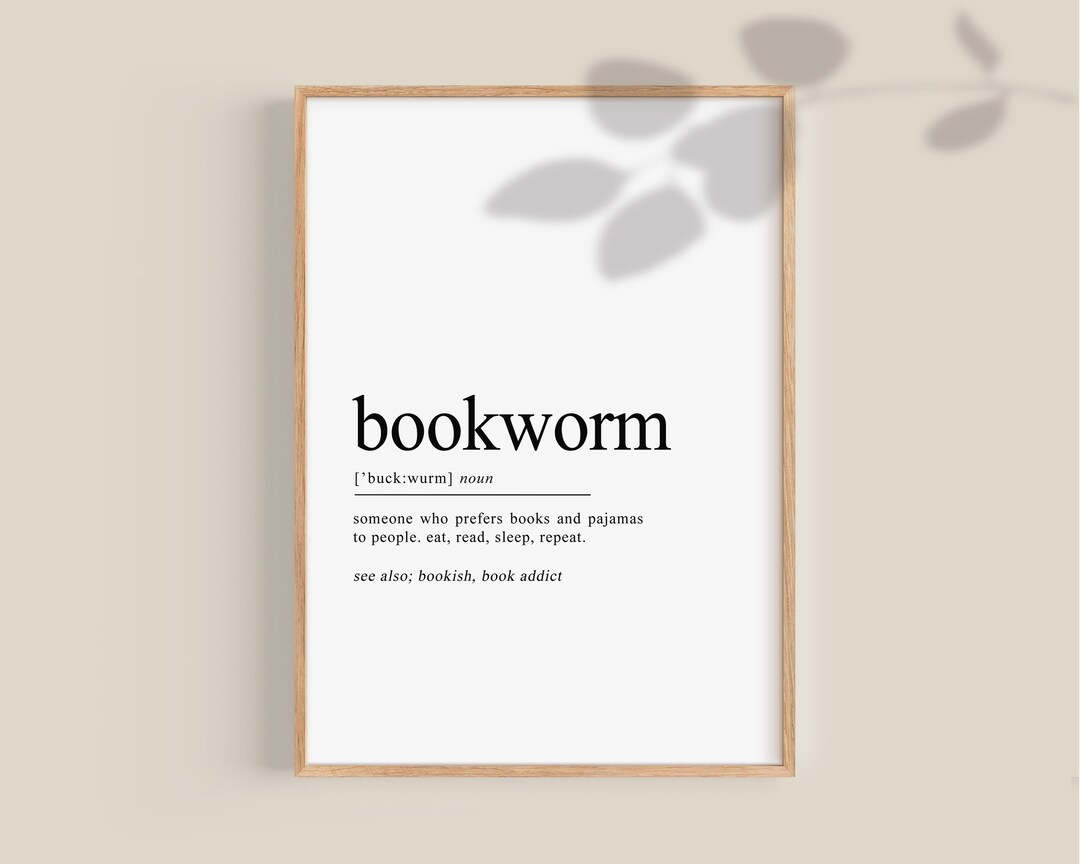 Bookworm Definition Print, Gift for Book Lover, Gift for Bookworms ...