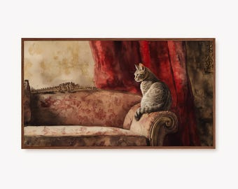 Frame TV Art Vintage Cat Painting Samsung Frame TV Art Animals Antique Prints Victorian Artwork Screensaver Background Digital DOWNLOADABLE