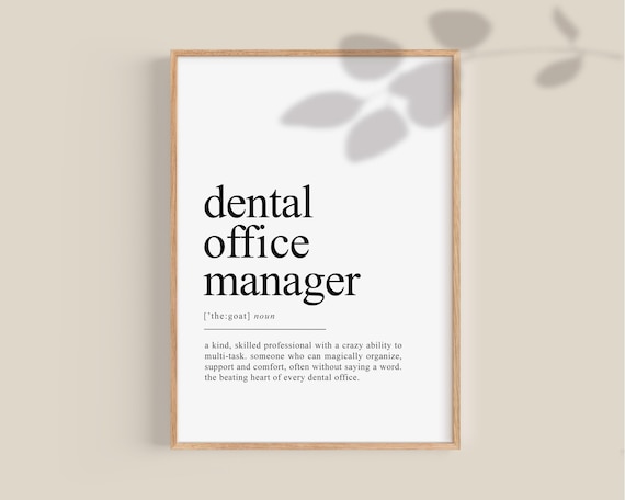 Dental Office Manager gift Dental Office definition print wall art Dentist Office wall prints Office Clinic Manager gift Printable Download