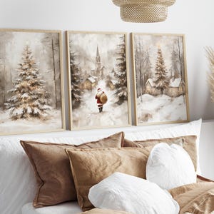 Vintage Christmas Prints Set of 3 Christmas Printables Winter Landscape ...