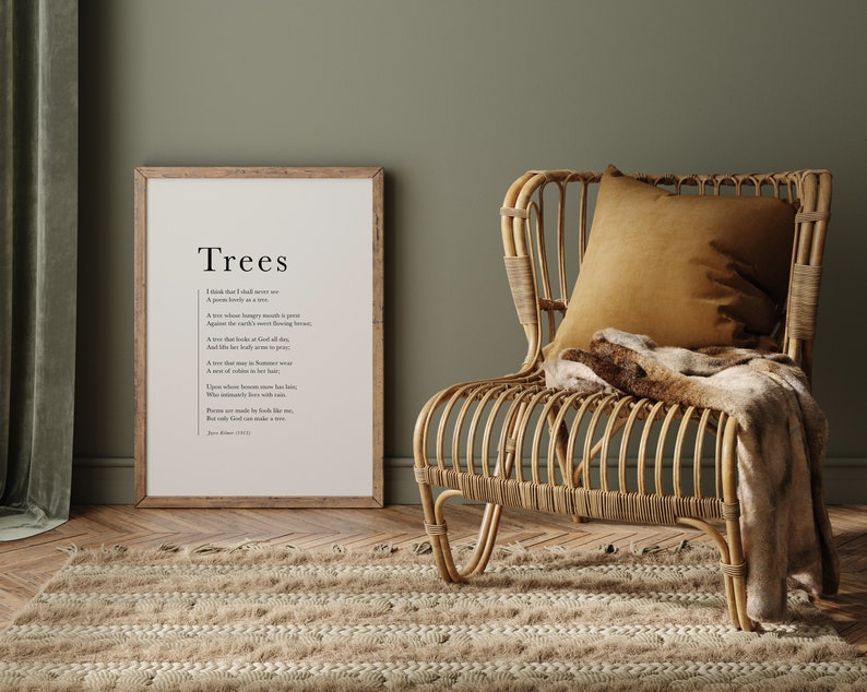 Trees Joyce Kilmer Poem Printable Poem Joyce Kilmer Trees Etsy
