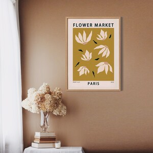 PARIS Flower market poster Love Paris Wall Art Gift Trendy abstract floral art print for Paris Lover Retro flower print digital download image 3
