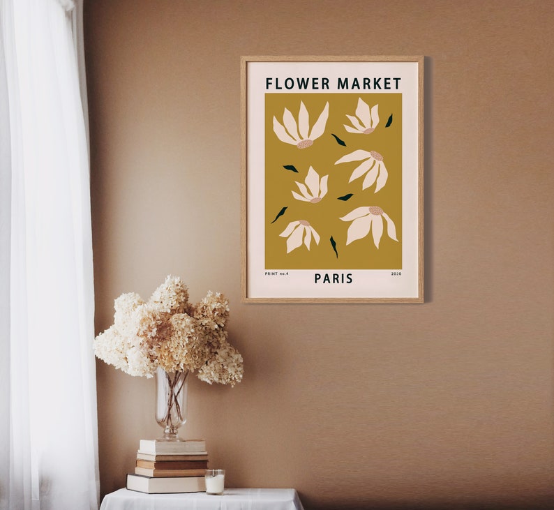 PARIS Flower market poster Love Paris Wall Art Gift Trendy abstract floral art print for Paris Lover Retro flower print digital download image 3