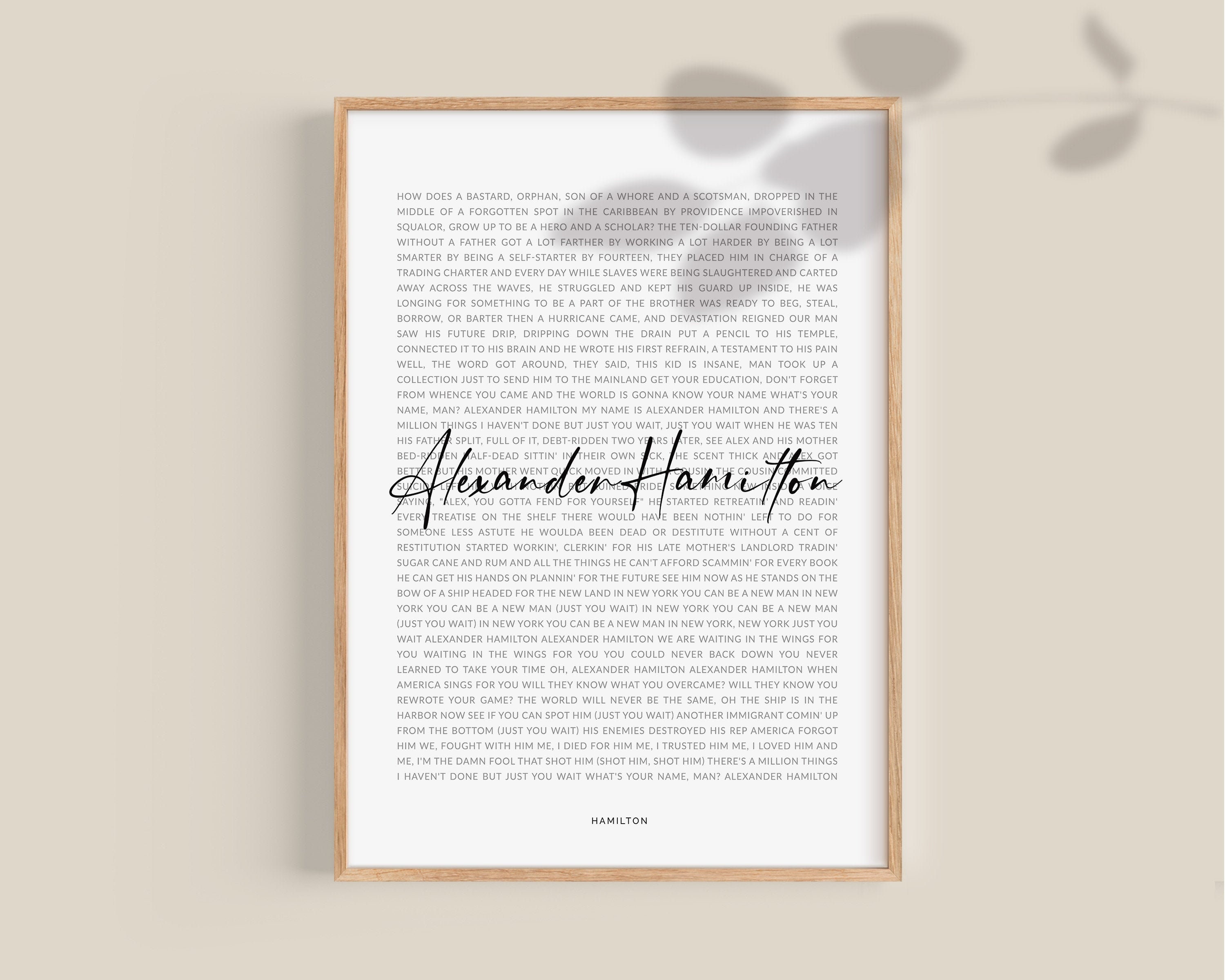 Alexander Hamilton Print Hamilton Lyrics Print Hamilton | Etsy