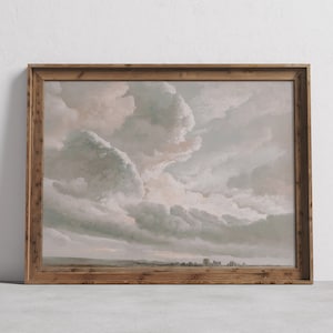 Vintage Clouds painting, Original Antique Oil Paintings, Cloud Print Nursery Decor, sky painting cloud printable wall art | DIGITAL DOWNLOAD