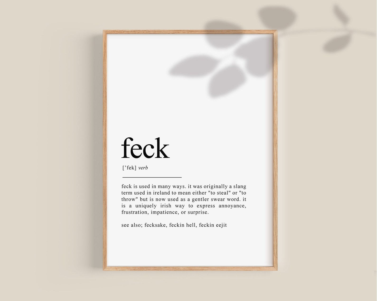 Irish Gifts Feck Definition Print Irish Gift Ireland Gifts Etsy