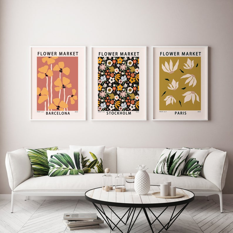 PARIS Flower market poster Love Paris Wall Art Gift Trendy abstract floral art print for Paris Lover Retro flower print digital download image 6