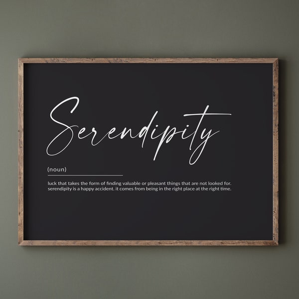 Serendipity Definition Print, Serendipity Sign, Serendipity Print, Motivational Quotes, Bedroom Wall Decor, printable