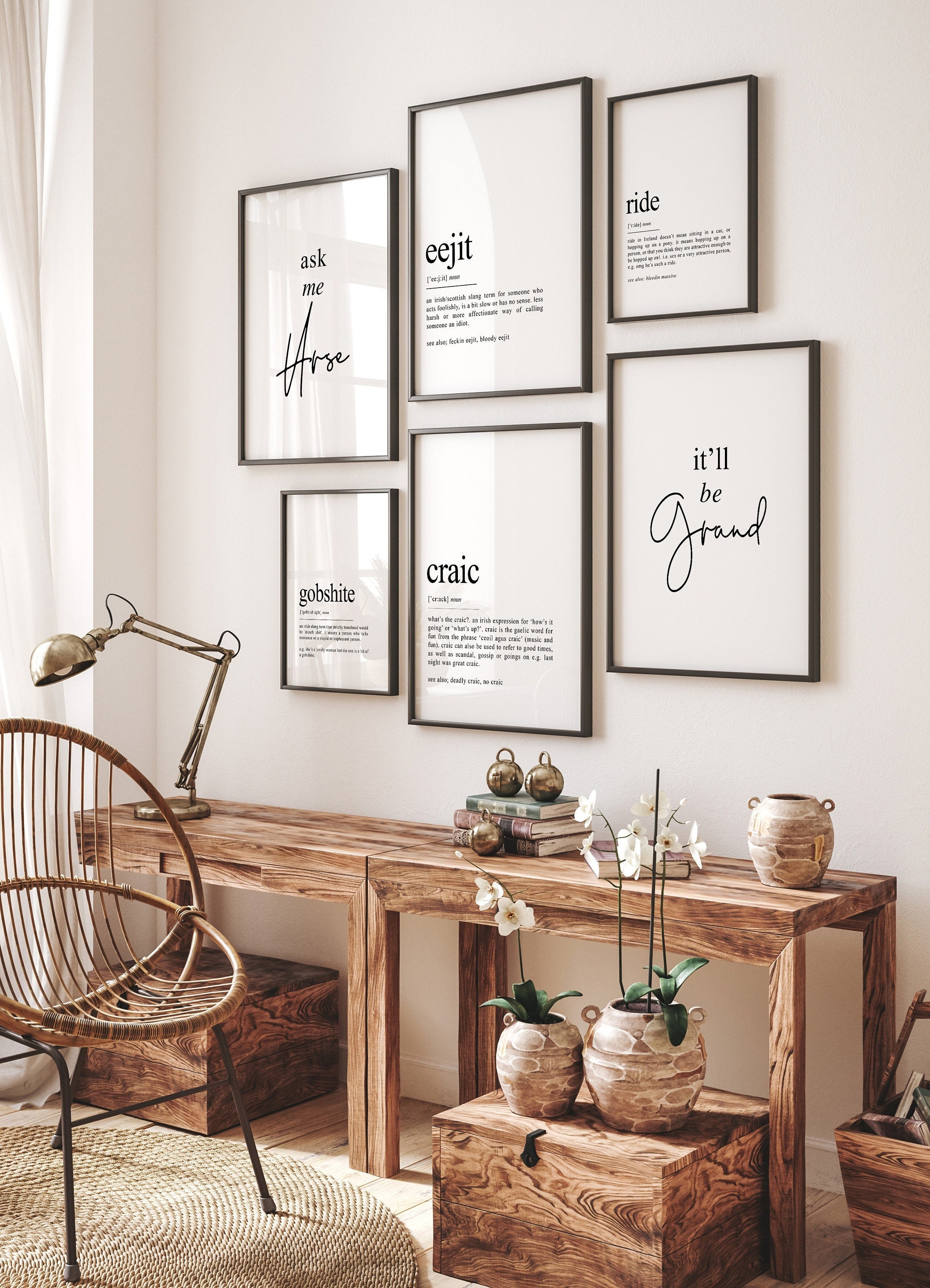 Funny Irish Gifts Gallery Wall Set of 6 Irish Prints Irish Etsy UK