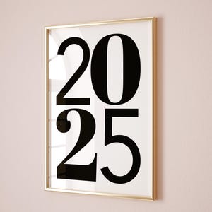 2025 Feliz Ano Novo Pôster Nascido em 2025 Presente de Aniversário Novo Bebê 2025 Números Grandes Pôster Retro Decoração de Dormitório Moderno Arte de parede para impressão DIGITAL