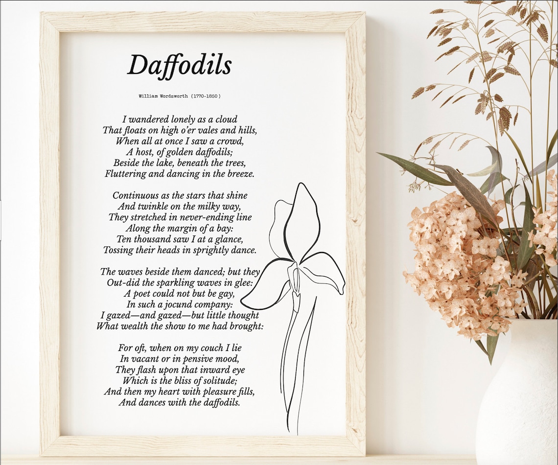 William Wordsworth Print Daffodils Poem Poster Wordsworth Etsy