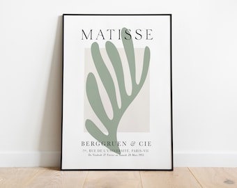 Salbei grüne Wandkunst, Henri Matisse Druck, trendiges abstraktes botanisches Museumsplakat, Blumen DRUCKBAR (digitaler Download)