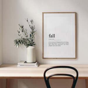 Impresión de definición de otoño, carteles de estaciones, impresión digital de decoración de pared de temporada de otoño, arte imprimible en el aula / DESCARGA instantánea imagen 2