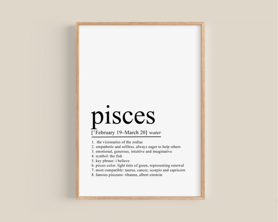 Pisces Definition Print, Pisces Gifts, Pisces Art Print, Zodiac